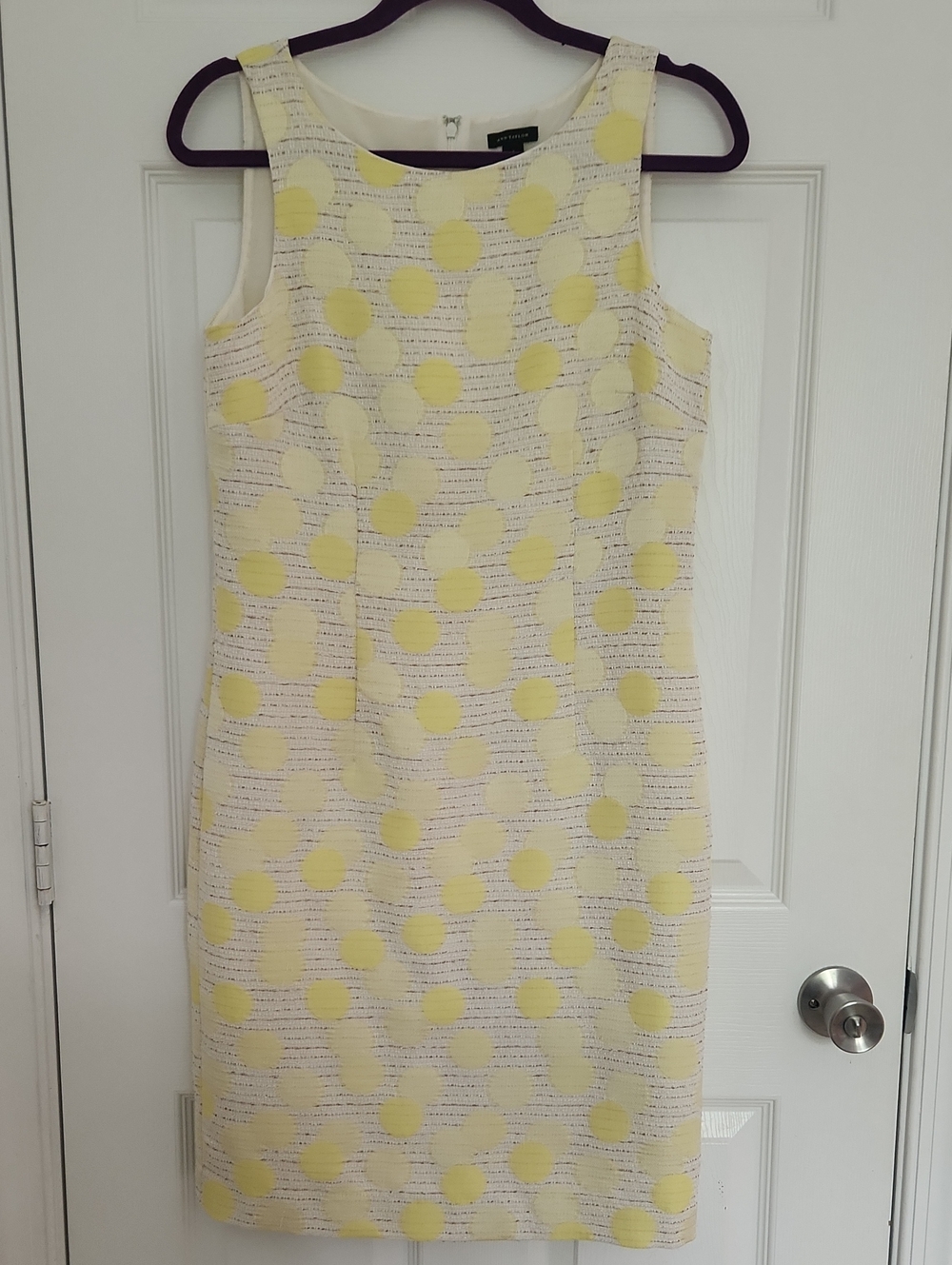 Coquette Wedding Party Ann Taylor Cream Sheath Dress with Yellow Polka Dots